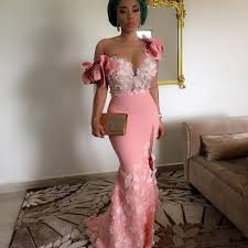 Pink Beautiful One Shoulder Evening Dresses Long Illusion Sleeves Mermaid Red Carpet Gowns Back Zipper Side Split Prom Gow With Applique Js Boutique