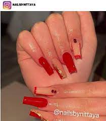 55 radiant red coffin nail designs