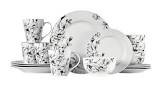 Wild Rose 16pc Porcelain Dinnerware Set, Serves 4, White Canvas