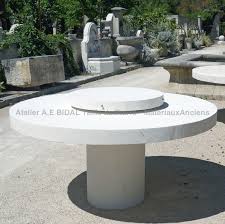 Large Circular Table Carved In White Stone