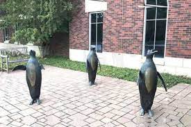 Outdoor Three Penguins Bronze Garden