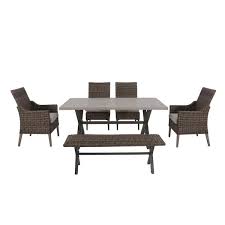 Wicker Outdoor Dining Set With Bench
