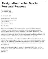 personal reasons resignation letters