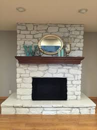 Painted Stone Fireplace So Happy With