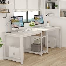 This home office leaves plenty of space for two. 78 Computer Desk With Shelf Two Person Desk Double Workstation Desk For Home Office Overstock 30645845