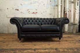 Buy 2 Seater Vintage Black Leather