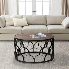 Brown And Black Round Coffee Table