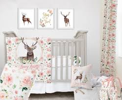 Deer Baby Girl Crib Bedding Woodland