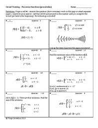 Use them to evaluate each limit, if it exists. Circuit Training Piecewise Functions Precalculus Tpt