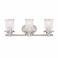 Home depot bathroom vanity lighting : Hampton Bay Truitt 3 Light Brushed Nickel Vanity Light With Clear And Sand Glass Shades Hb2577 35 The Home Depot