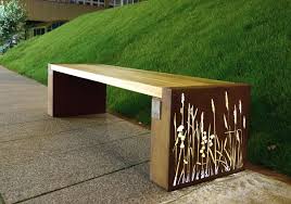 corten bench corten steel solid wood