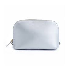 royce silver leather cosmetic bag