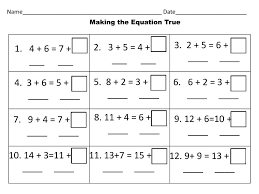Make Equations True Worksheet