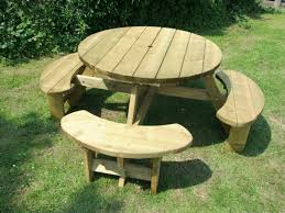 8 seat treated round picnic table