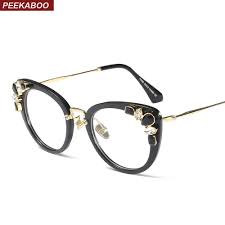 Us 8 98 25 Off Peekaboo Transparent Crystal Cat Eye Glasses Frames For Women Designer Brand 2019 Womens Luxury Eyeglasses Rhinestones In Womens