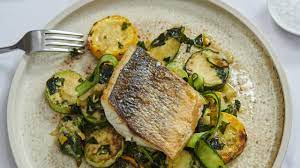 pan fried sea b fillet with herbed