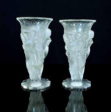 Czech Art Deco Glass Vases With Nude