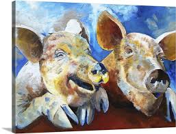 A Couple Of Dirty Pigs Wall Art Canvas