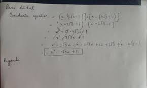 Find The Quadratic Equation Whose Roots