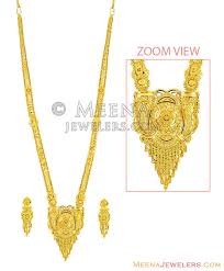 indian gold long necklace set 22k