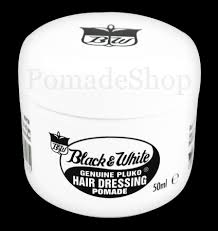 This stuff smells pretty good, and that's a plus. Black White Genuine Pluko Hair Dressing Pomade Klein Pomadeshop