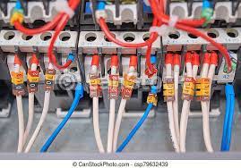 An electrical circuit is a continuous loop. Several Electrical Wires Are Connected To Contactors In The Electrical Cabinet Several Electrical Wires And Cables Are Canstock