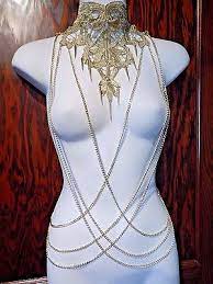 gold chain lace body jewelry necklace