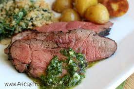 Grilled Butterflied Leg Of Lamb And Mint Chimichurri Sauce A Feast  gambar png