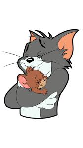 cute tom and jerry hugging wallpaper