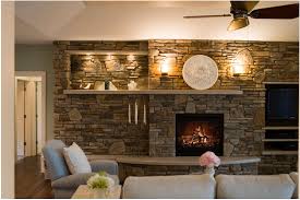 Stone Wall Fireplace Tv