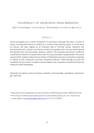 tax literacy of australian small businesses