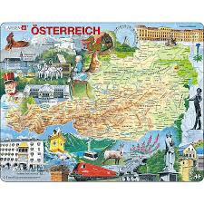 Österreich ist ein land der kultur, geschichte und natürlichen schönheit. Rahmen Puzzle 72 Teile 36x28 Cm Karte Osterreich Larsen Mytoys
