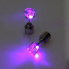 Vanker 1 Pair Purple Creative Unisex Led Light Blinking Ear Studs Earrings Earings Ear D Cor