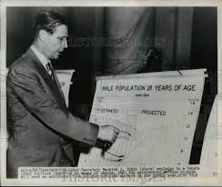 1951 Press Photo Maurice J Tobin Explains Accelerated Defense Program By Chart