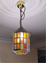 Crafts Leaded Glass Ceiling Light