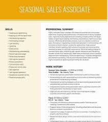 seasonal sales associate resume example