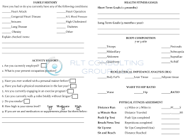 Fitness Assessment Form For Women Back By Rlt Consulting Group