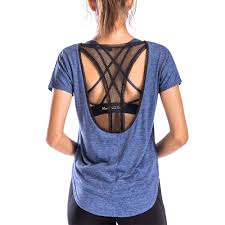 Find deals on products in womens clothing on amazon. Workout Tops For Women Loose Fit Yoga Shirts Mesh Open Back Summer Gym Clothes Buy Online In Andorra At Andorra Desertcart Com Productid 151562368