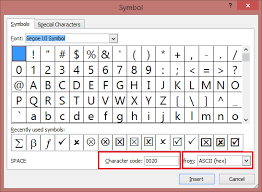 ms excel how to insert symbols and