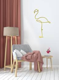 Gold Standing Flamingo Line Art Metal
