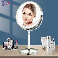 8 inch gold makeup mirror with light