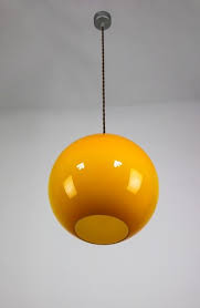 Vintage Yellow Glass Pendant Lamp For