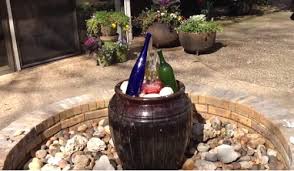 water feature from wine bottles