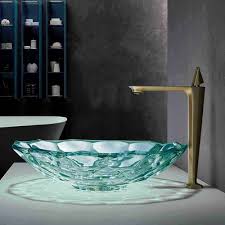 Clear Bathroom Glass Wash Basin Green