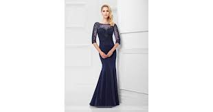 Mon Cheri Blue Montage By Fit And Flare Gown 117910w 1 Pc Navy In Size 22w Available