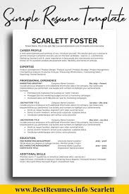 One Page Resume Template Scarlett Foster One Page Resume