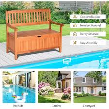 Alpulon 33 Gal Brown Solid Wood Outdoor Storage Bench Deck Box Patio Storage Loveseat