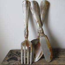 Pewter Rusted Spoon Fork Knife Wall