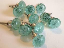Mint Green Glass Bubble Cabinet Knobs