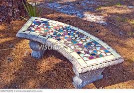 Concrete Bench With Mosaic Tile Top